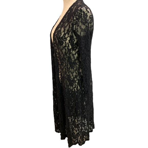 Small LulaRoe Womens Sarah Duster Cardigan Black Stretch Lace - Picture 4 of 7
